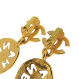 Chanel Vintage Gold Logo Earrings with Box