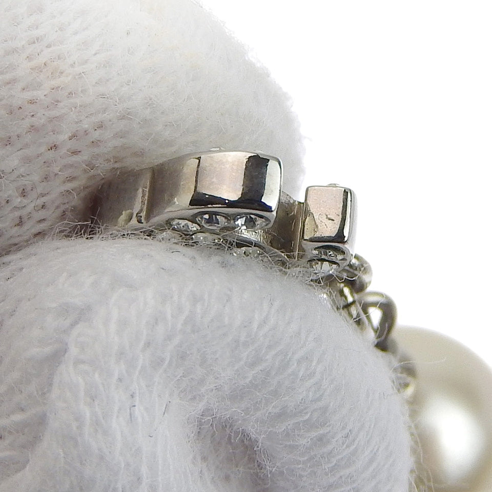 Chanel Coco Mark Pearl Rhinestone Necklace 40cm