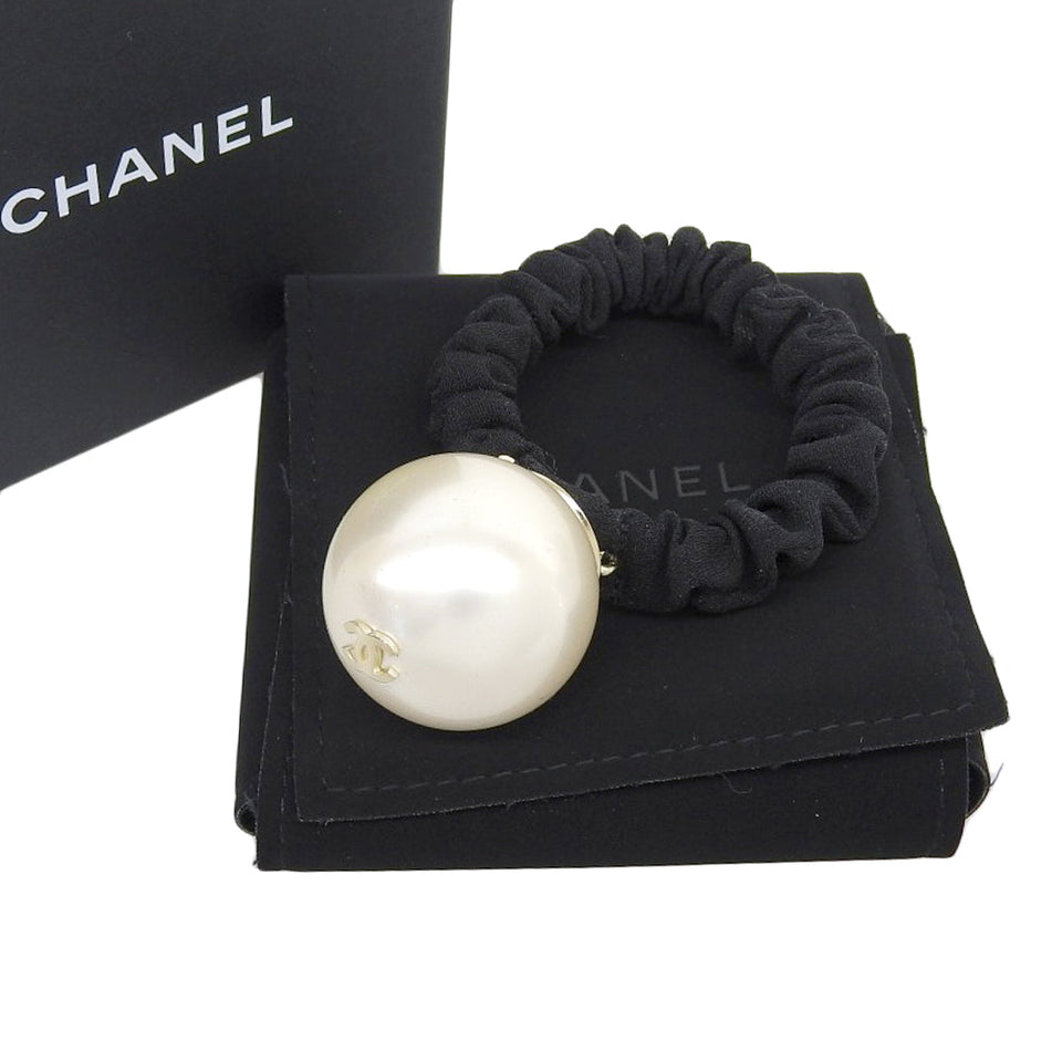 Chanel Hair Tie with Faux Pearl Logo