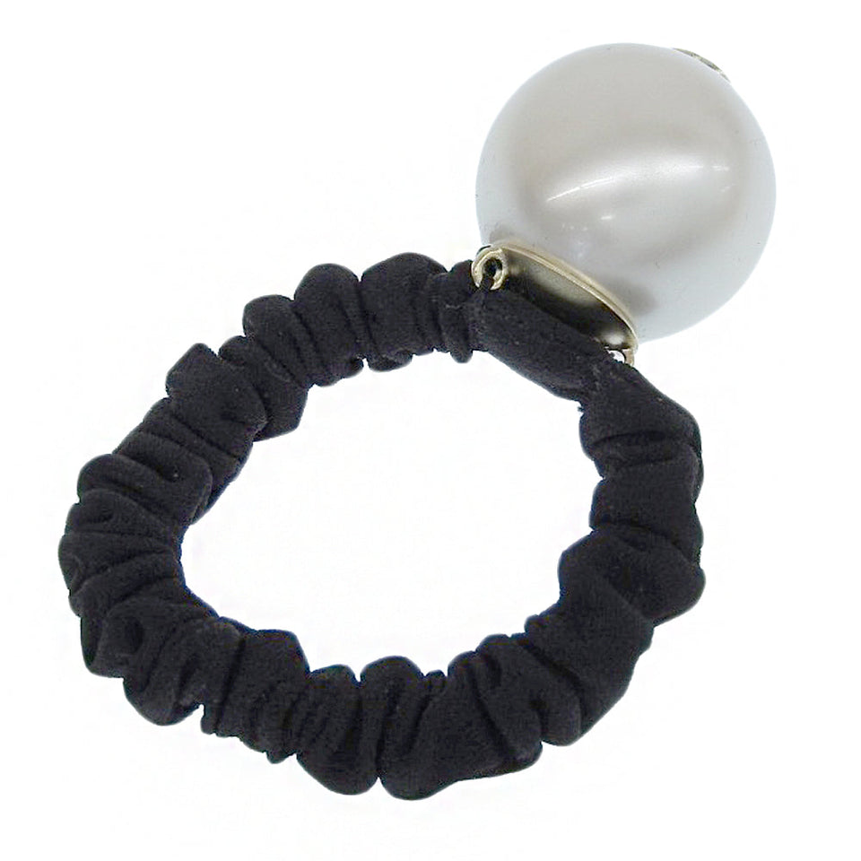 Chanel Hair Tie with Faux Pearl Logo