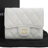 Chanel Caviar Skin Trifold Wallet White
