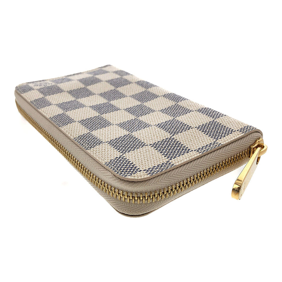 Louis Vuitton Zippy Compact Wallet Damier Azur Bifold Round Zipper