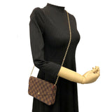 Louis Vuitton Pochette Felicie Damier Ebene Chain Wallet Shoulder Bag