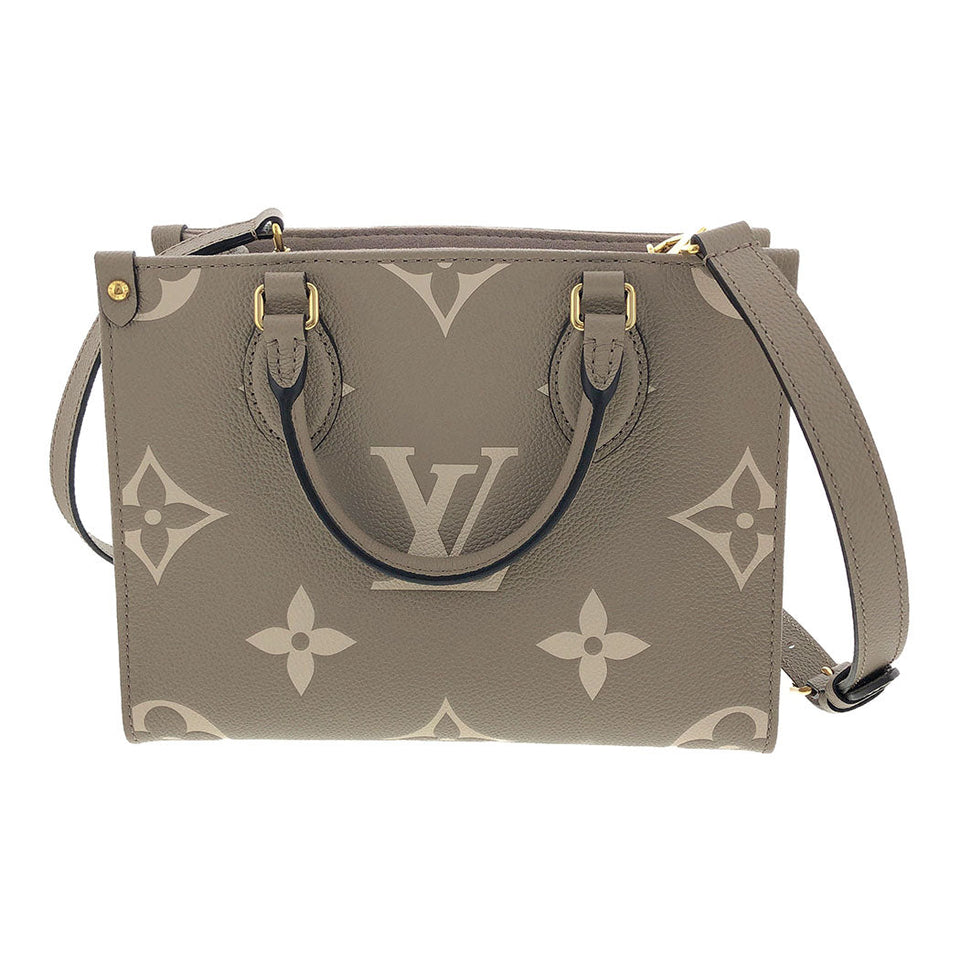 Louis Vuitton On The Go PM Monogram Implant 2way Tourtrell Creme Beige Shoulder Bag
