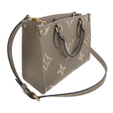 Louis Vuitton On The Go PM Monogram Implant 2way Tourtrell Creme Beige Shoulder Bag