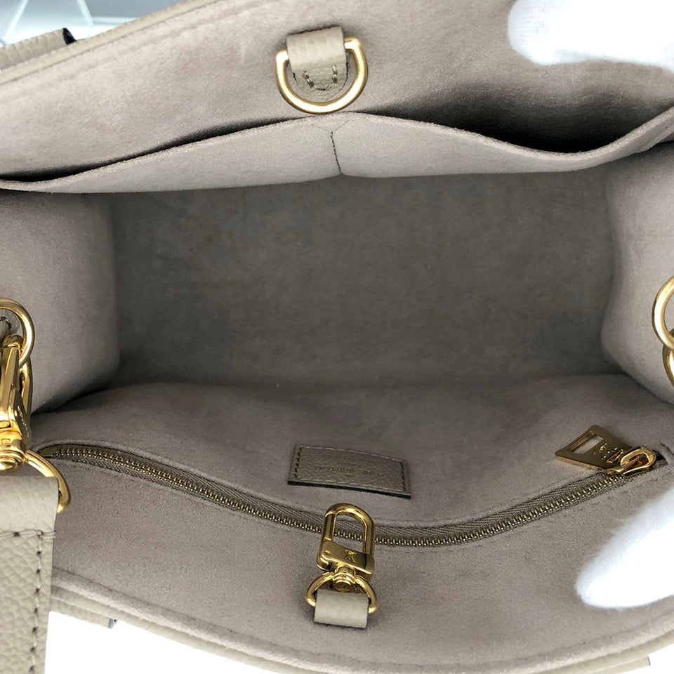 Louis Vuitton On The Go PM Monogram Implant 2way Tourtrell Creme Beige Shoulder Bag
