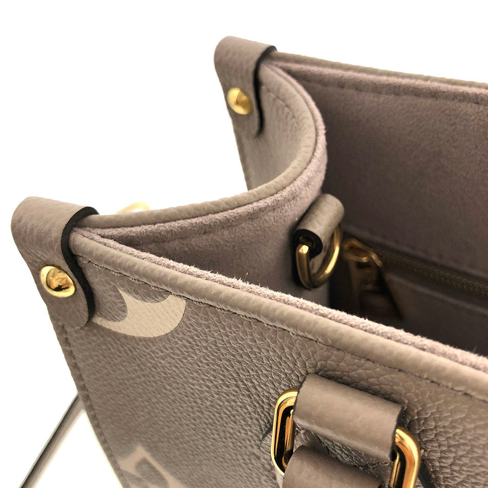 Louis Vuitton On The Go PM Monogram Implant 2way Tourtrell Creme Beige Shoulder Bag