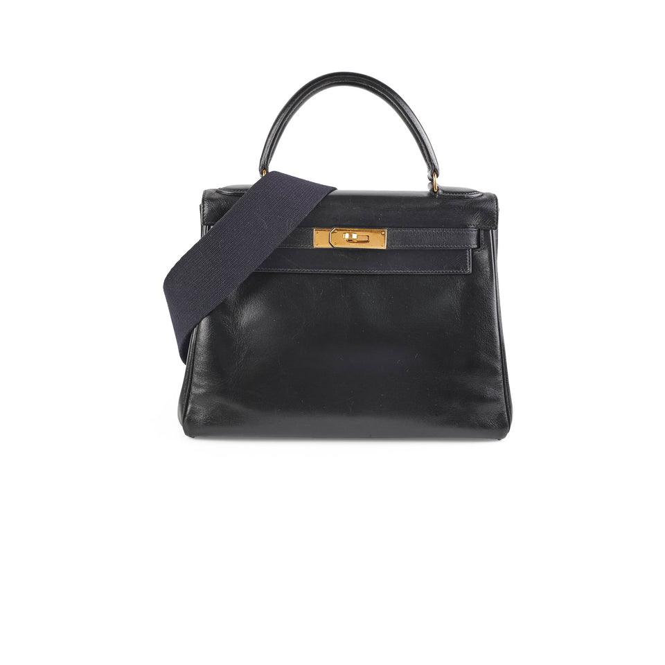 Hermes Kelly 28   Noir Box L Circle Stamp