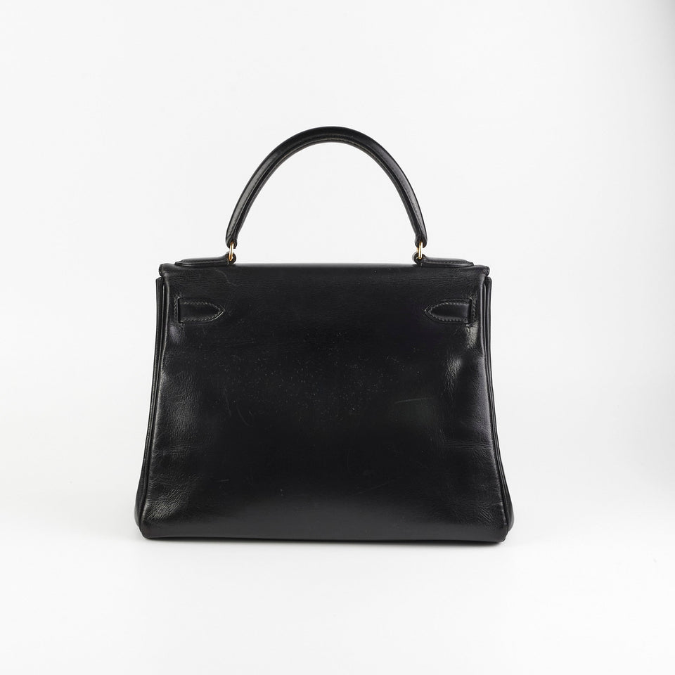 Hermes Kelly 28   Noir Box L Circle Stamp