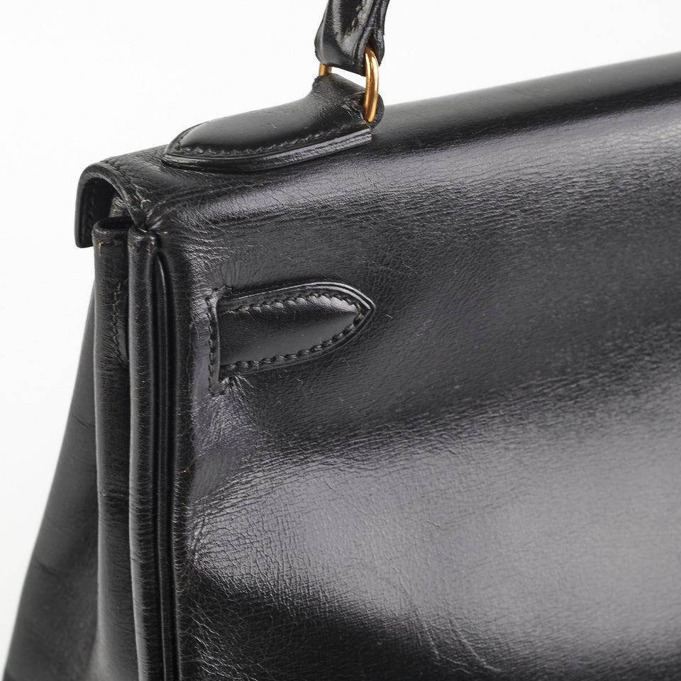 Hermes Kelly 28   Noir Box L Circle Stamp