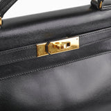 Hermes Kelly 28   Noir Box L Circle Stamp