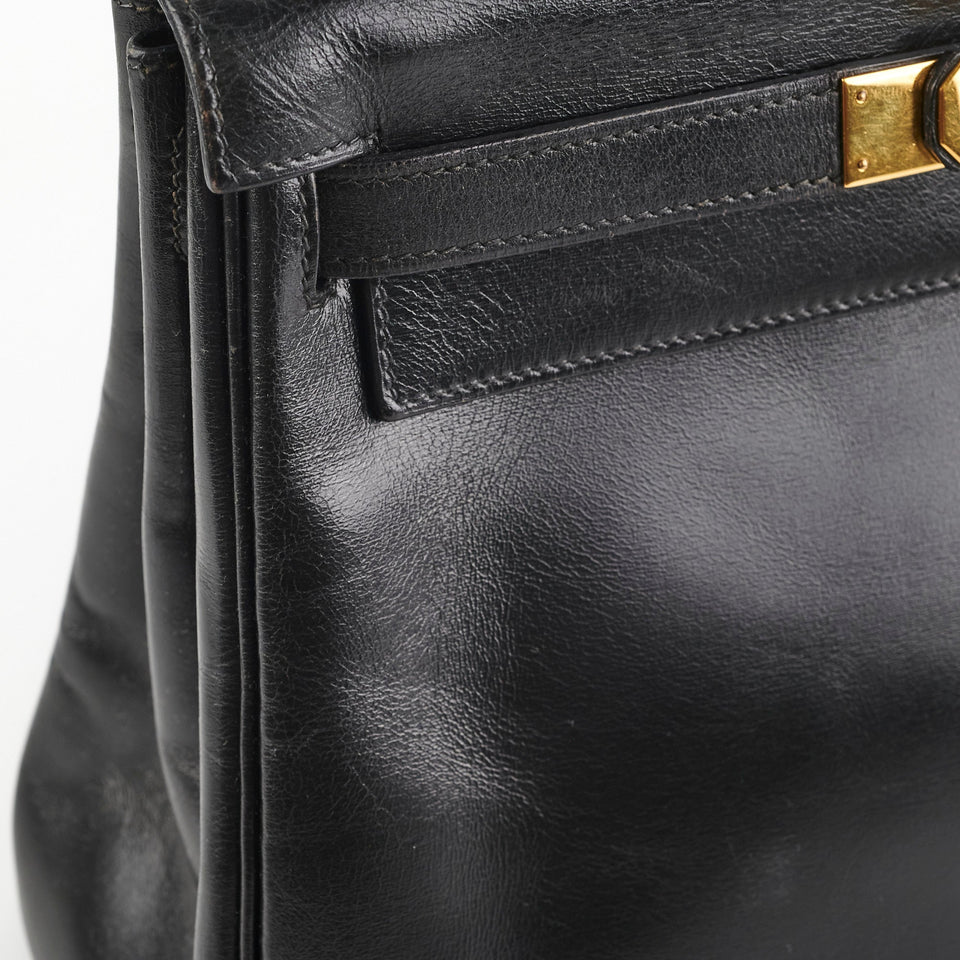 Hermes Kelly 28   Noir Box L Circle Stamp