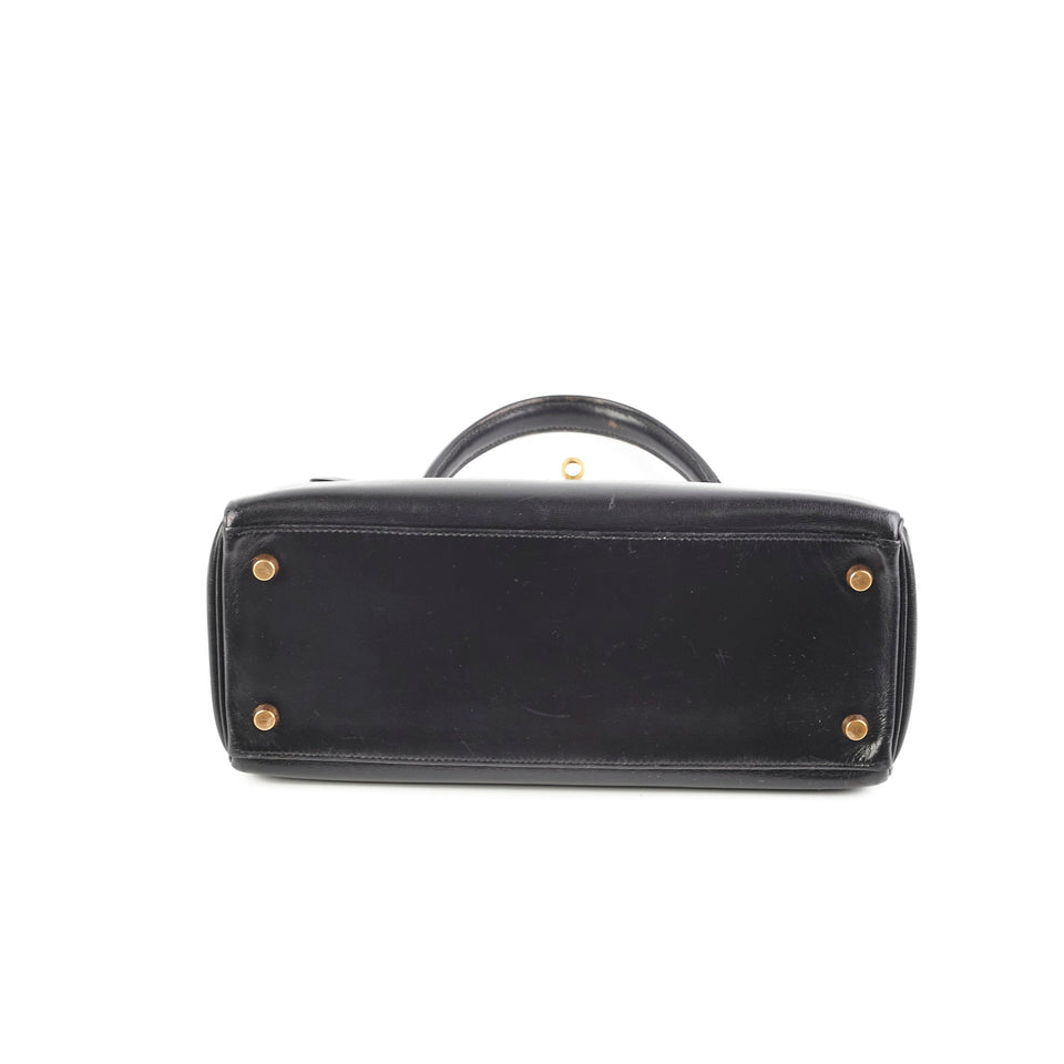 Hermes Kelly 28   Noir Box L Circle Stamp