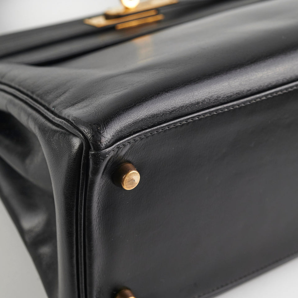 Hermes Kelly 28   Noir Box L Circle Stamp