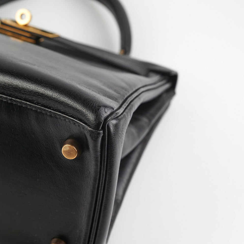 Hermes Kelly 28   Noir Box L Circle Stamp