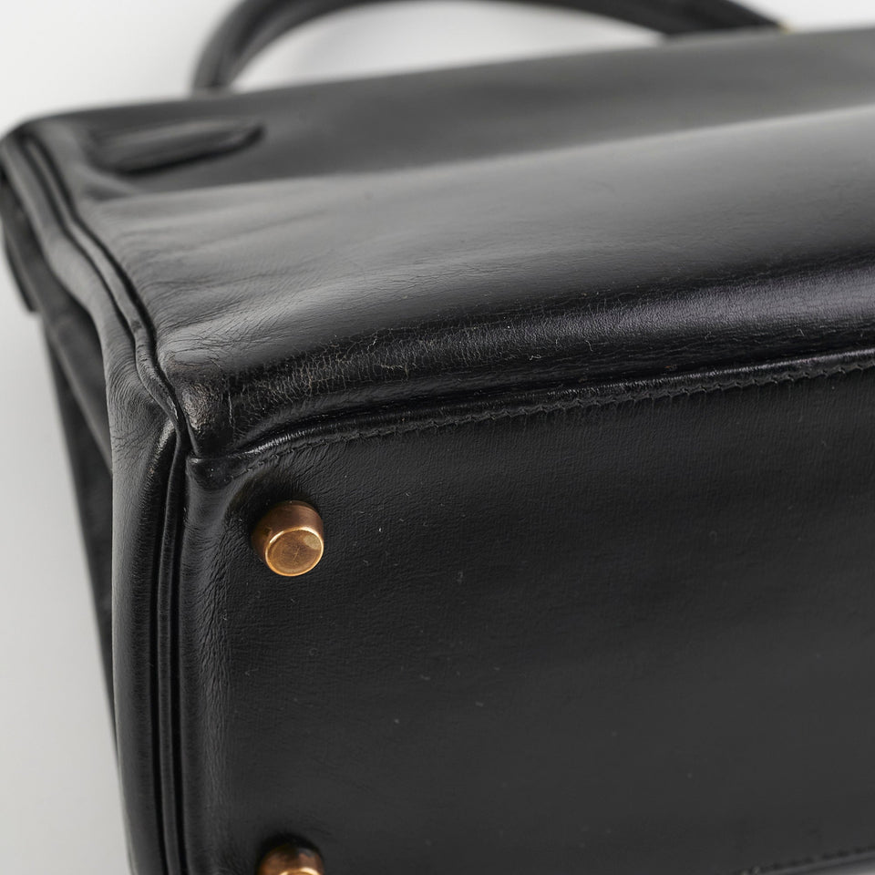 Hermes Kelly 28   Noir Box L Circle Stamp