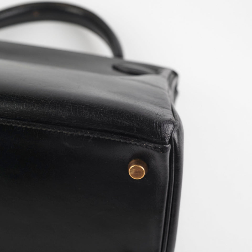 Hermes Kelly 28   Noir Box L Circle Stamp