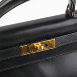 Hermes Kelly 28   Noir Box L Circle Stamp