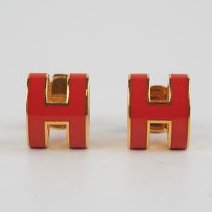 Hermes H Pop Earrings Orange