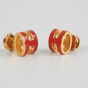 Hermes H Pop Earrings Orange