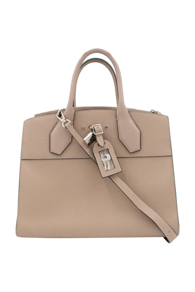 Louis Vuitton Galet grey grained leather ' City Steamer MM' handbag with detachable shoulder