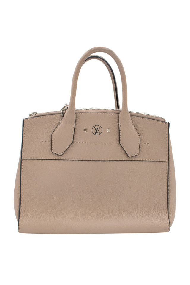 Louis Vuitton Galet grey grained leather ' City Steamer MM' handbag with detachable shoulder