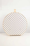Louis Vuitton Damier Azur canvas Boite Chapeaux Hat Box 40 with natural cowhide leather, adjustable top handle and polished brass hardware. Handbag