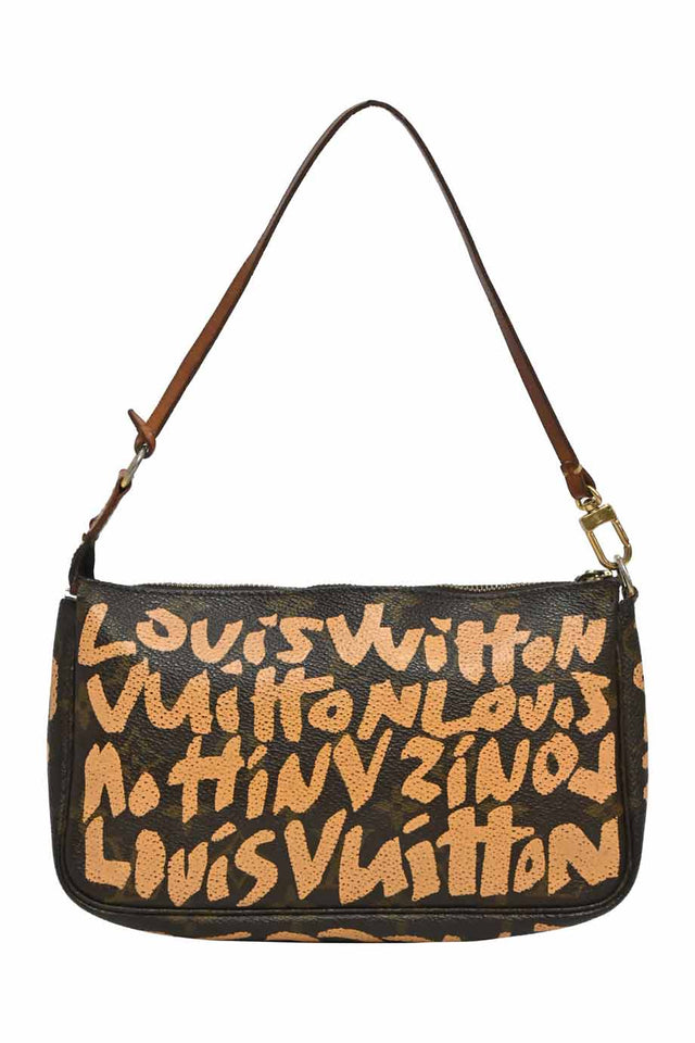 Louis Vuitton x Stephen Spro brown and orange graffiti monogram Pochette Accessoires Clutch
