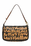 Louis Vuitton x Stephen Spro brown and orange graffiti monogram Pochette Accessoires Clutch