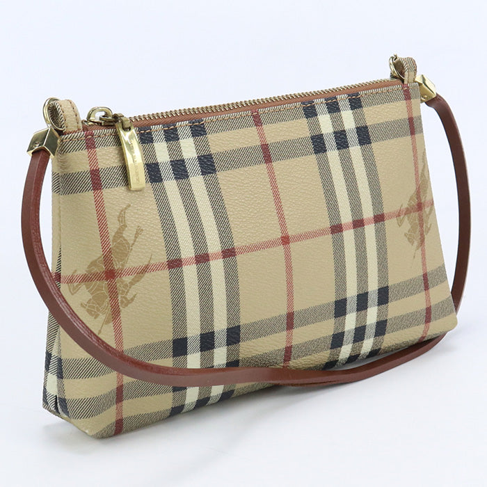 Burberry Clutch bag Shadow Horse Nova Check PVC coated canvas beige Women