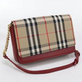 Burberry Chain Nova Check Shoulder Bag cotton leather beige Women