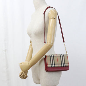 Burberry Chain Nova Check Shoulder Bag cotton leather beige Women
