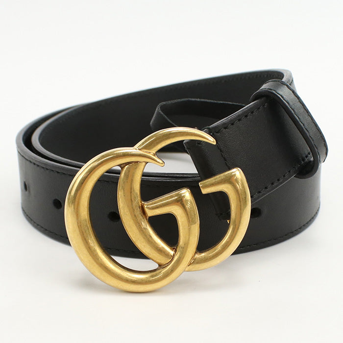 Gucci 414516 AP00T 1000 belt GG Marmont Double G Slim belt leather black mens