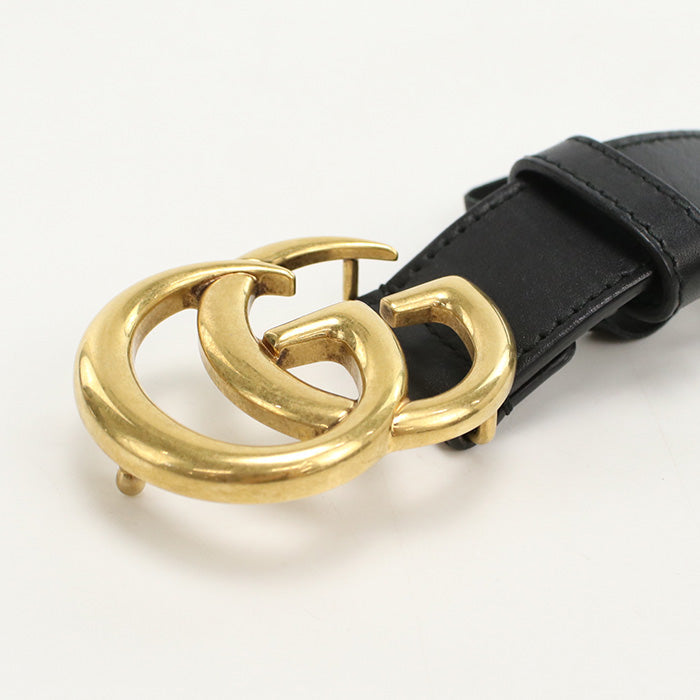 Gucci 414516 AP00T 1000 belt GG Marmont Double G Slim belt leather black mens