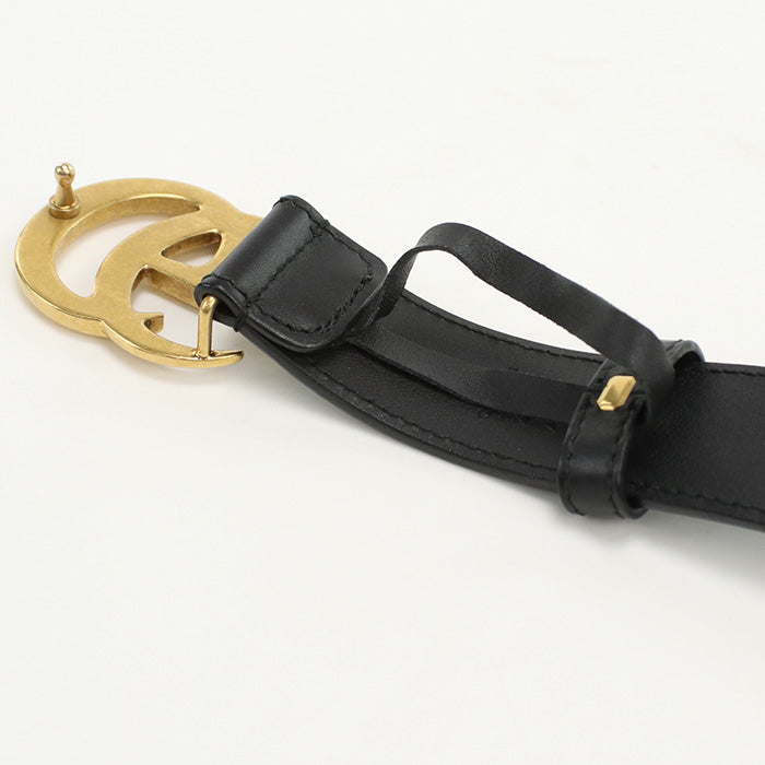 Gucci 414516 AP00T 1000 belt GG Marmont Double G Slim belt leather black mens