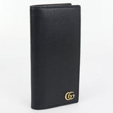 Gucci 428740 Long wallet GG Marmont Double G Folding long wallet leather black mens