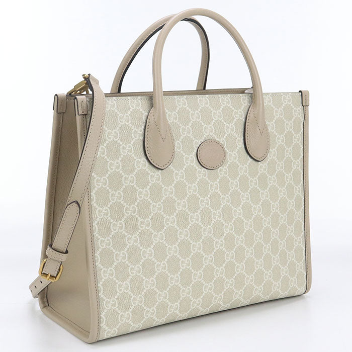 Gucci 659983 Tote Bag Interlocking G 2WAY Tote Bag GG Supreme, leather beige Women