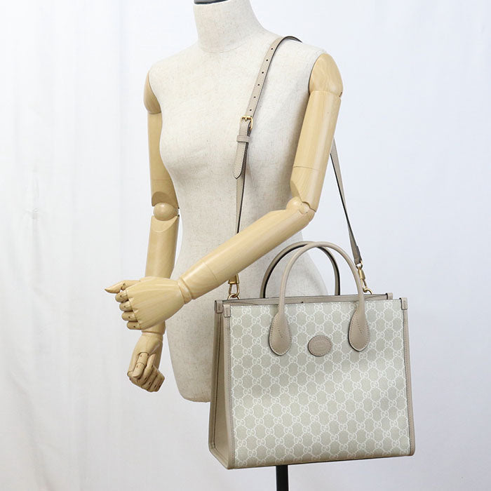 Gucci 659983 Tote Bag Interlocking G 2WAY Tote Bag GG Supreme, leather beige Women