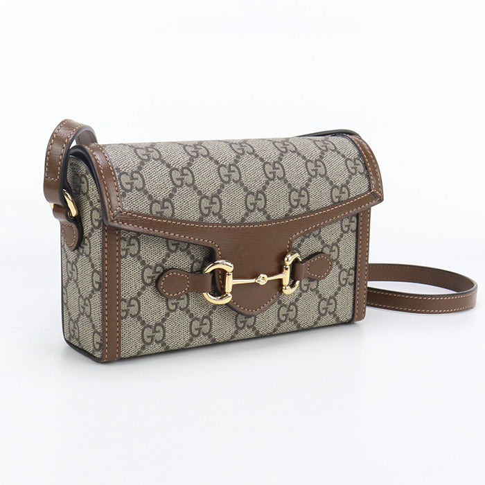 Gucci GU89022 Horsebit 1955 Mini Shoulder Bag GG Supreme Canvas beige Women