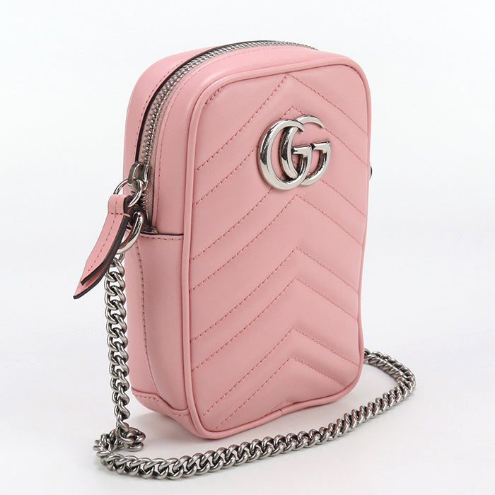 Gucci 598597 Shoulder Bag GG Marmont Smartphone Shoulder Bag Quilted leather pink Women