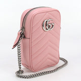 Gucci 598597 Shoulder Bag GG Marmont Smartphone Shoulder Bag Quilted leather pink Women