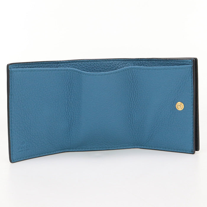 Gucci 736151 0E8IG 1000 Tri-fold wallet Gucci Logo Mini wallet leather mens(unisex)
