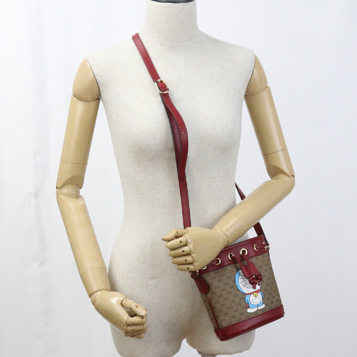 Gucci 647801 Doraemon Micro GG Diagonal Shoulder Bag PVC/leather brown Women