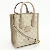 Gucci 671623 Tote Bag Interlocking G 2WAY Mini Tote Bag GG Supreme Canvas,leather beige Women