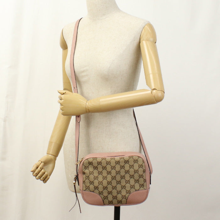 Gucci 449413 Shoulder Bag Pochette GG canvas,leather beige Women