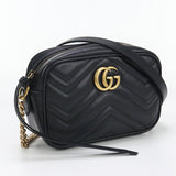 Gucci 447632 Shoulder Bag GG Marmont Mini camera bag leather black Women
