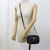 Gucci 447632 Shoulder Bag GG Marmont Mini camera bag leather black Women