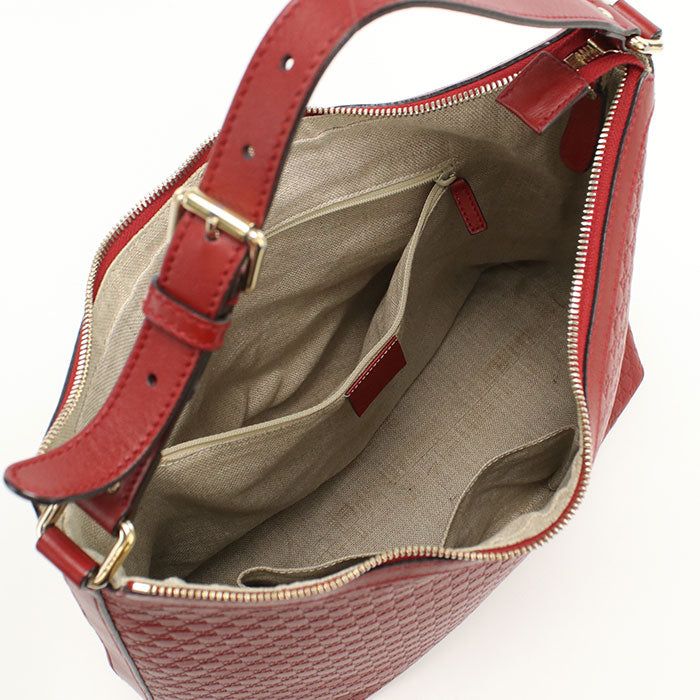Gucci 449732 one belt Micro Guccisima leather/One Shoulder Bag Red Women