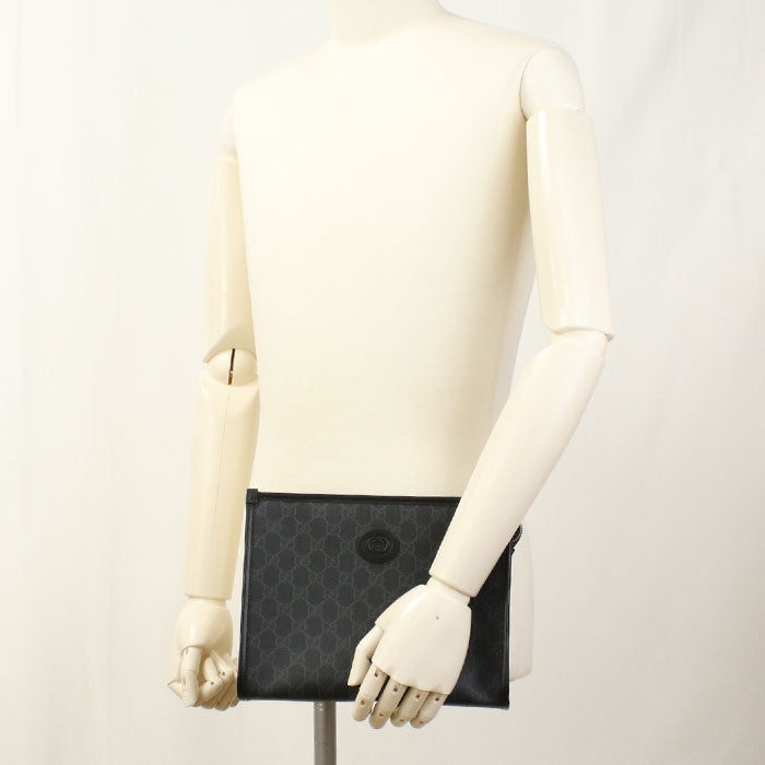 Gucci 672956 Interlocking G Clutch bag GG Supreme black mens