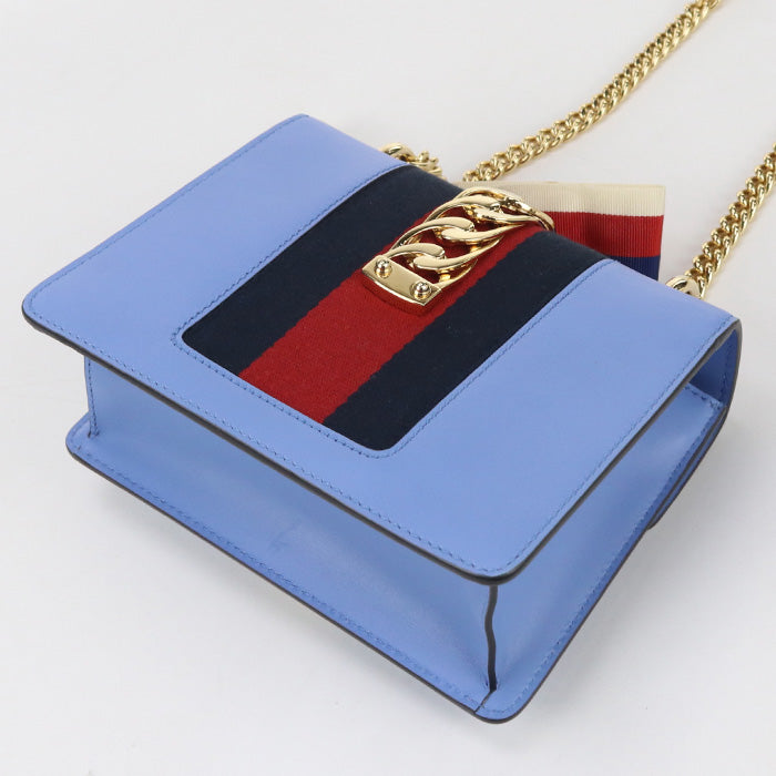 Gucci 421882 Shoulder Bag Silvi ChainShoulder Bag leather blue Women